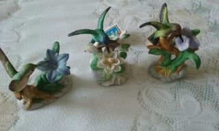 Vintage (2) Russ Natures Song,  (1) Bronson Collectibles Porcelain Hummingbirds