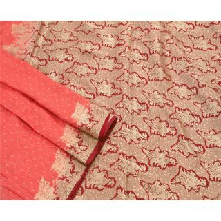 Tcw Vintage Saree Pure Silk Woven Craft 5 Yd Fabric Dark Red Sari 2