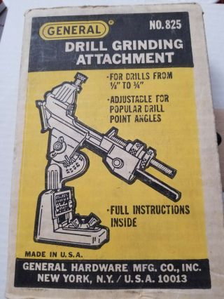Vintage General No 825 Drill Grinding Attachment (drill Bit Sharpener) Usa Made