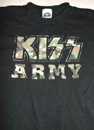 Kiss Army Camo T Shirt Large Vtg Gene Simmons Paul Stanley