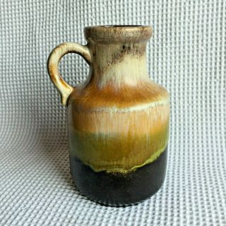 Vintage West German Scheurich Keramik Fat Lava Vase 414 - 16 Glaze Green Brown