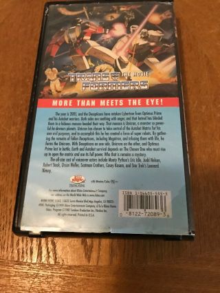 Vintage transformers the movie vhs 87/1999 Clamshell Case 2