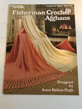 Fisherman Crochet Afghans Leisure Arts Leaflet 250 Vintage 1983