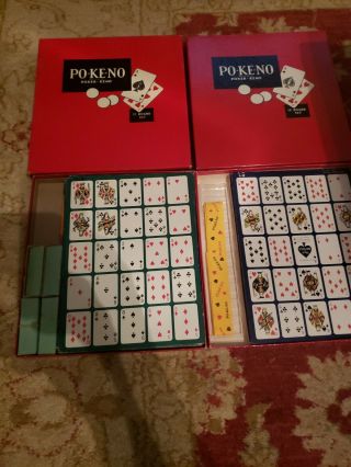 2 Vintage Po - Ke - No Pokeno Board Games 12 Board Set Poker Keno