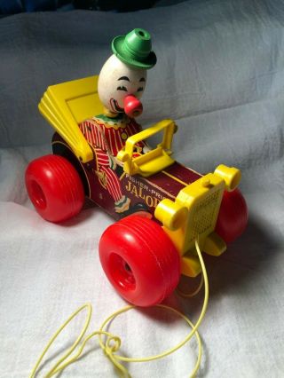 Vintage Fisher Price 1965 Jalopy 724 Pull Along Wooden Clown Car