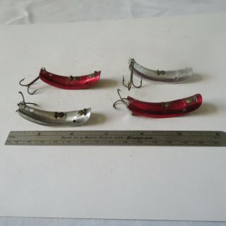 Fishing Lures 4 Vintage Russe - Lure No 2 2 Silver And 2 Red