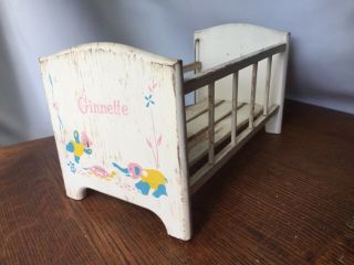 Vogue Ginnette Baby Doll Wooden Crib With Drop Side - 1950s