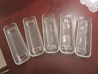 5 Vintage ? Clear Pressed Glass 8 1/2 " Corn On The Cob Plates Unk Maker