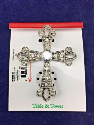 Vintage Table & Tower Rhinestone Cross Brooch Pin Fashion Jewelry (d45)