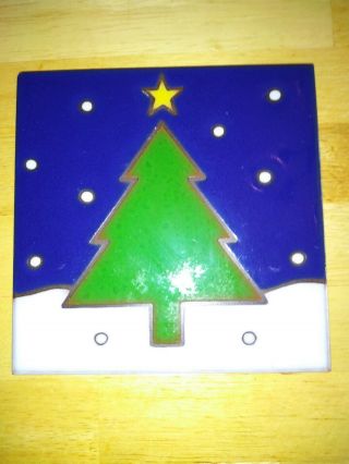 Vintage 1988 Arius Santa Fe 6 " Art Tile Trivet Christmas Tree.  Euc