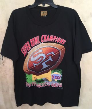 Vintage ‘90’s Nutmeg Mills San Francisco 49ers Bowl Champions T - Shirt Sz L