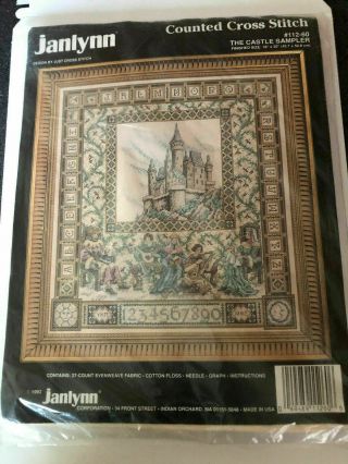 Vintage 1992 Janlynn The Castle Sampler Cross Stitch Pattern Only Medieval