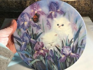 Vintage 1992 " Garden Discovery " Petal Pals Cat Collector Plate By Lily Chang