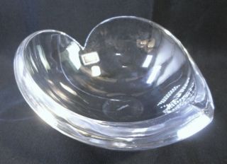 Vintage Nambe Crystal Heart Shaped Bowl Glass Jewelry Dish 5.  75 " Diameter