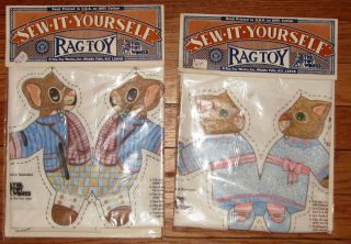 2 Vtg Toy " Ratty " Doll Toy Kits 1 Boy 1 Girl Sew It Yourself