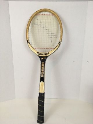 Rare Vintage Slazenger Tournament Wood Tennis Racket Medium