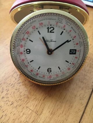 Vintage Red Seth Thomas Travel Alarm Clock With Date Clock Japan
