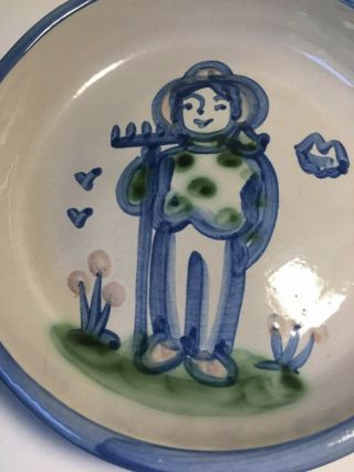 Vtg M.  A.  Hadley Country Stoneware 1970s Signed Pottery Bowl Plate Boy 7.  5 " Dia