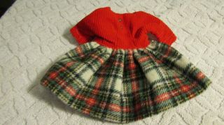 Vintage Ideal Tammy Doll Wool Checkered Dress With Jewels & Tag 1960s