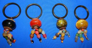 Pier 1 Imports Set Of 4 Vintage Glass Large Beads With 3 Strands Of Beads
