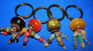PIER 1 IMPORTS SET OF 4 VINTAGE GLASS LARGE BEADS WITH 3 STRANDS OF BEADS 2