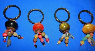 PIER 1 IMPORTS SET OF 4 VINTAGE GLASS LARGE BEADS WITH 3 STRANDS OF BEADS 3