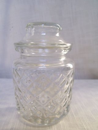 Vintage Clear Pressed Glass Jelly Jar With Lid