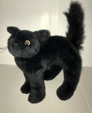 Vintage Black Scaredy Cat Arched Back Stuffed Plush Halloween Prop Meows