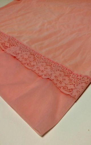 1 Gorgeous Vintage Solid Pink Nylon & Pink Lace Standard Size Pillowcase