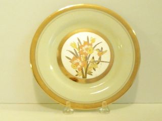Himark Art Of Chokin Plate Yellow Daffodils Hummingbird Gold Trim Euc Vtg