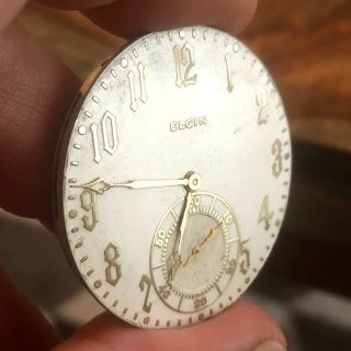 Thin Vintage Elgin Pocket Watch Movement - 17 Jewels,  6 Adjustments