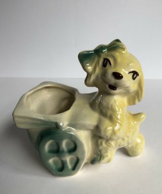 Vintage Shawnee Pottery Poodle With Carriage Ceramic Planter Vase Usa 704