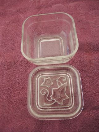 Vintage Square Refrigerator Dish With Ivy On Lid - 4 " X 4 "