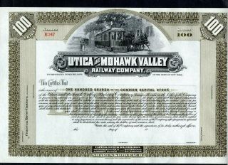 Um Vtg Stock Certificate - Utica And Mohawk Valley Railway Co.  100 Shares Blank
