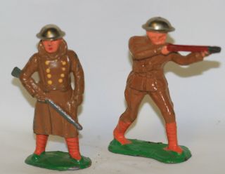 Vintage Manoil Wwi Army Fire Watch Long Coat & Rifleman Lead Toy Soldier