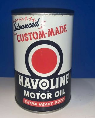 Vintage Havoline Extra Heavy Duty Metal 1 Quart Empty Oil Can