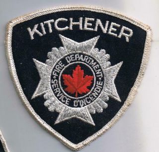 Vintage Fire Department Patch Kitchener Ontario