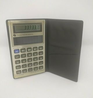 Texas Instruments Calculator Ti - 1766 Vtg Solar Silver Pocket Sized Folding Case