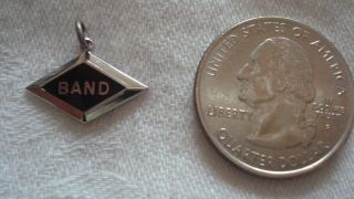 Vintage Sterling Silver - Black Enamel Band Medal - Charm Pendant 4 Bracelet