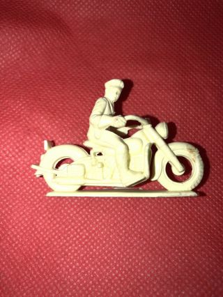 Vintage 50’s 60’s Marx Figurine Motocyclist Plastic Motorcycle Harley Davidson