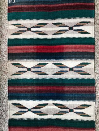 Vtg Southwest Chimayo Tribal Wool Handwoven Rug Saddle Blanket Artist Signed