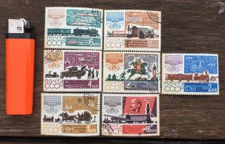Vintage Bulk Of 7 Russian Soviet Ussr Stamps 1965 “history Of Post ”