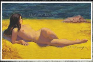 Earl Moran Authentic Pin - Up Poster Art Print 11x17 Nude On The Beach