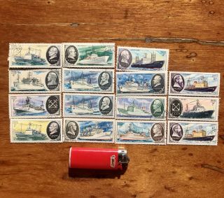 Vintage Russian Soviet Ussr Stamps Military Ships 1979 - 1980 Bulk Of 15 Stamps