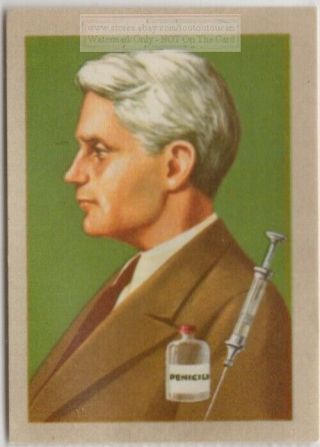 Fleming Penicillin Drug Pharmacy Inventor Medicine Cure Vintage Ad Trade Card