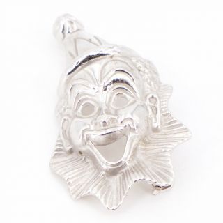 Vtg Sterling Silver - Beau Solid Clown Face Cutout Brooch Pin - 3g