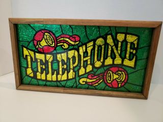 Vintage Glass Telephone Bar Sign