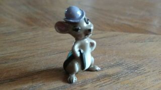 Vintage Hagen Renaker Monrovia City Mouse Purple Bowler Hat Animal Miniature