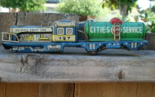 Vintage,  Made In Japan,  Mid - 20th Cent.  Tin - Litho Toy Train.  Missing Some Wheels
