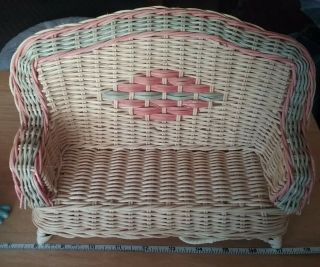 Vintage Barbie Doll Sized Wicker Furniture Couch Love Seat Patio Style